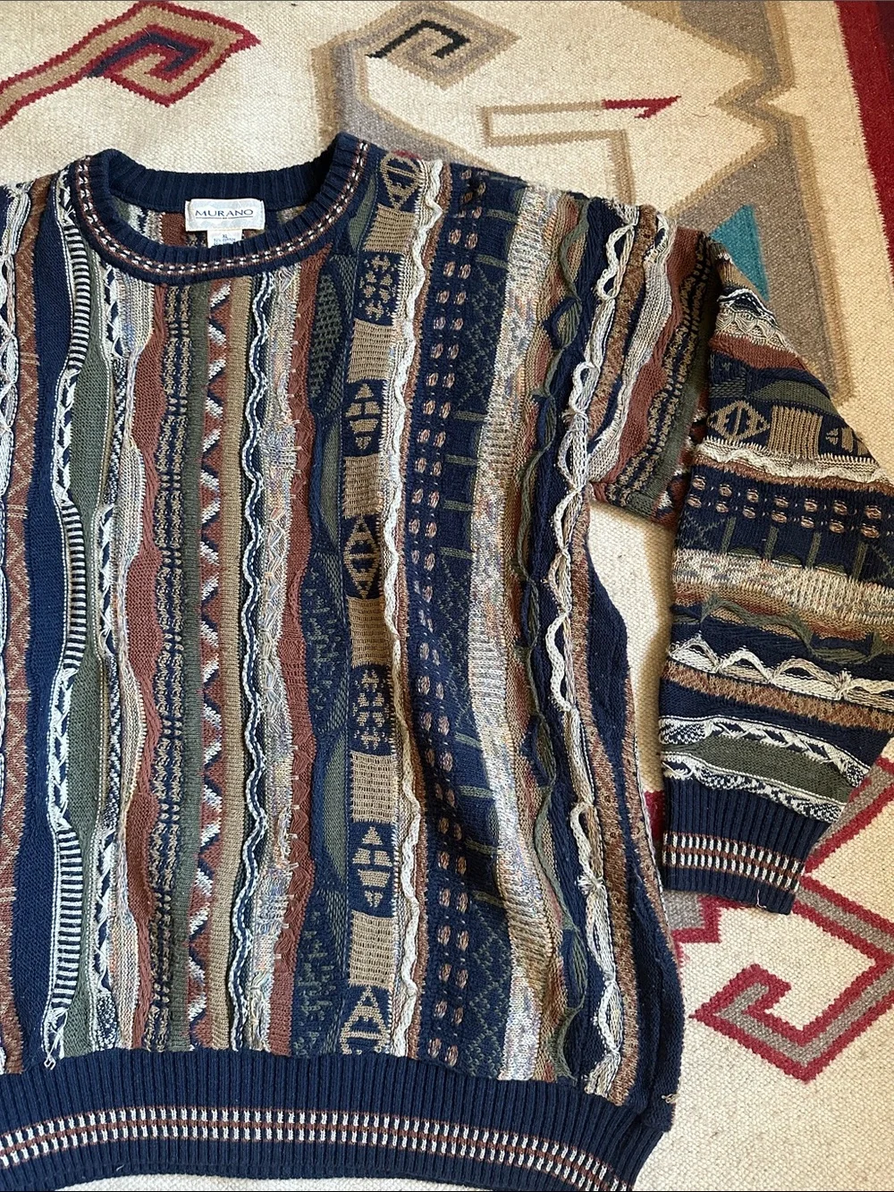 Vintage Murano Coogi Style Sweater Multicolor 90s Size XL